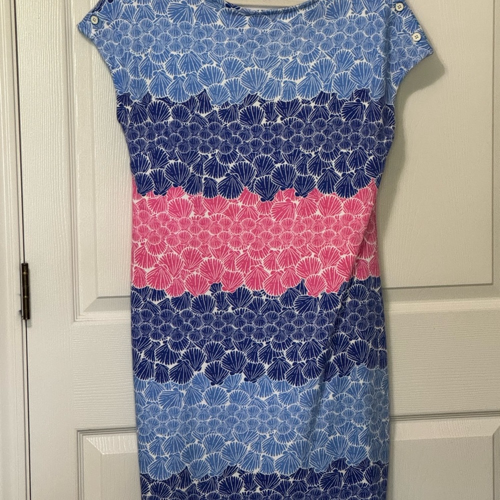 Talbots Blue Sheath Mini Dress Short Sleeve Crew Neck